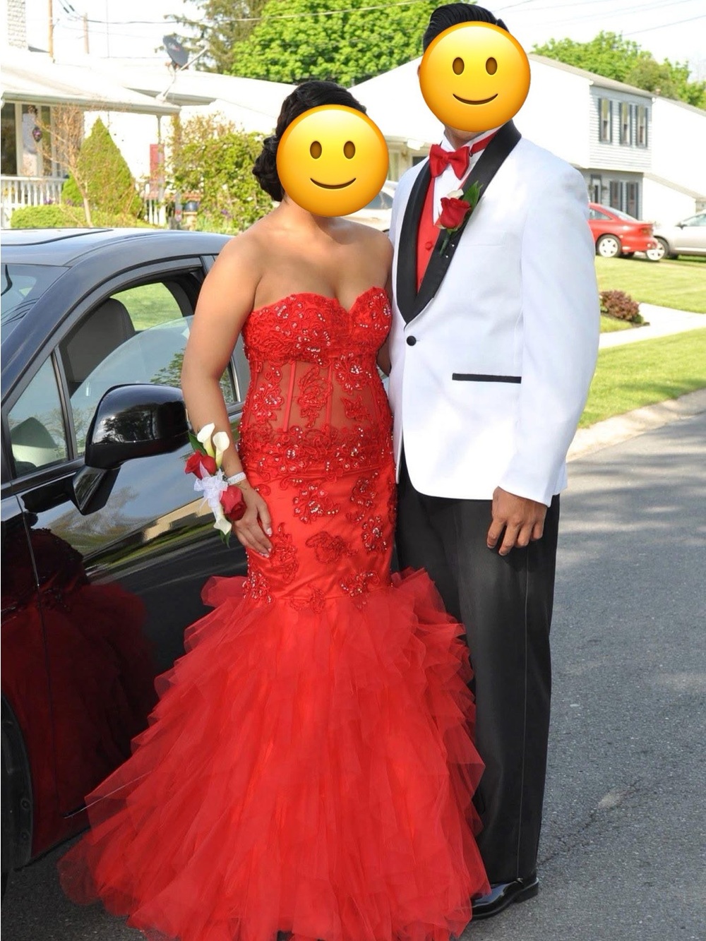 Elegant Red Corset Mermaid Prom Dress with Beaded Bodice